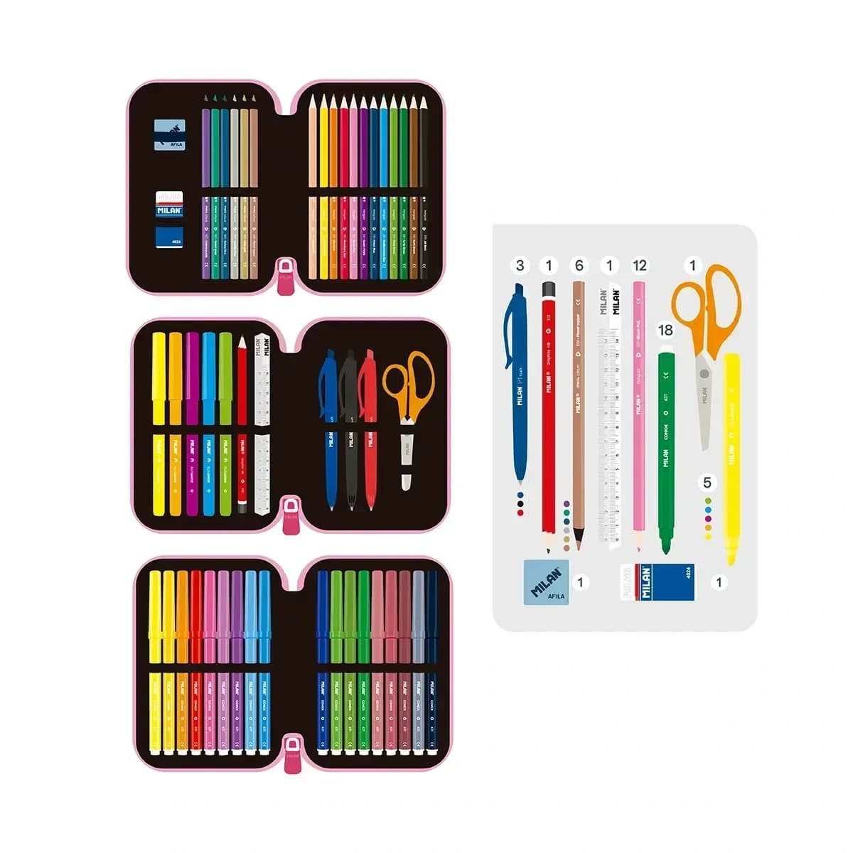 Plumier 3 pisos con contenido FLOWICORNS rosa 3.webp