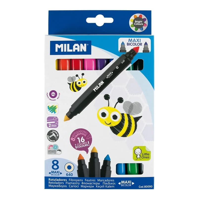 Caja 8 Pinceles Bicolores JUMBO