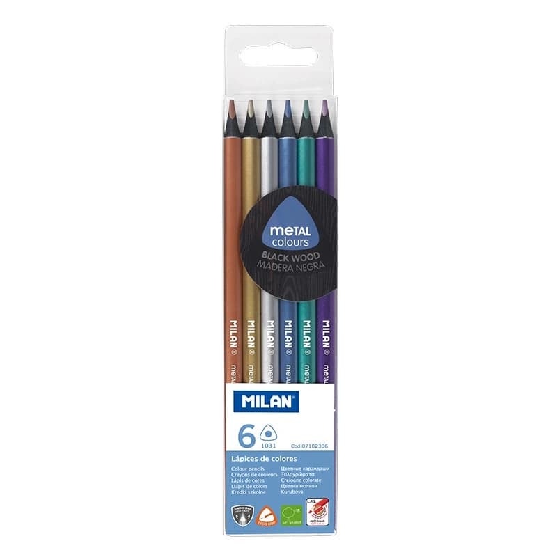 Estuche 6 lápices colores Metalizados